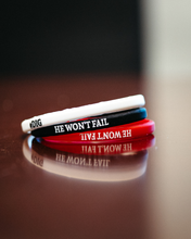 Load image into Gallery viewer, He Won&#39;t Fail Wristband

